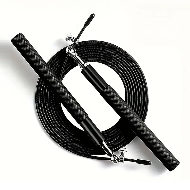High Fast Speed Rope Wire Rope Jump Skipping Black Rope Aluminum Handle Adjustable Steel Fitness Workout Strength Body Exercises