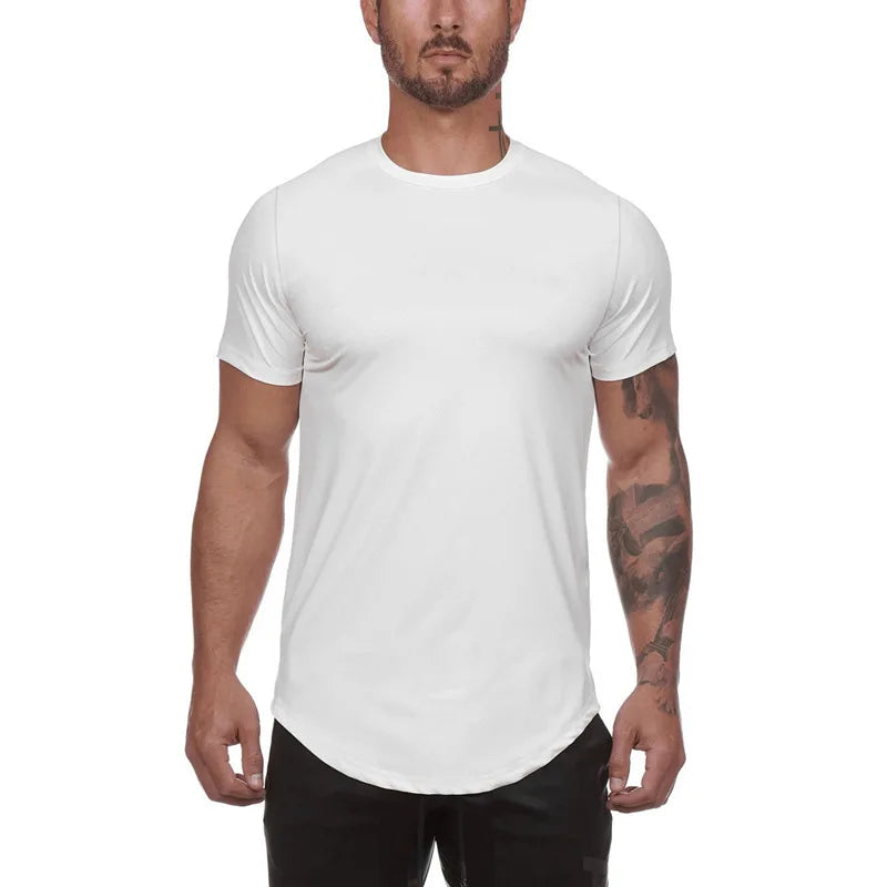 Men's Sports T-shirt European and American Fitness Training Jogging Speed Dry Elastic Loose Breathable Short Sleeves