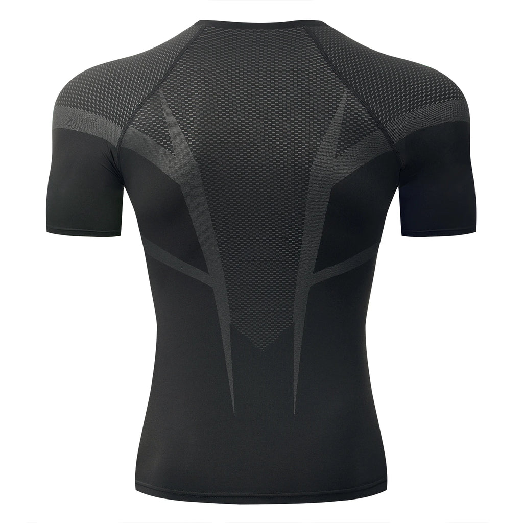 HANRAN Men's Compression shirt Tight Quick Dry Running Sports T-Shirt Gym Fitness Training Workout Breathable Man Brand Top
