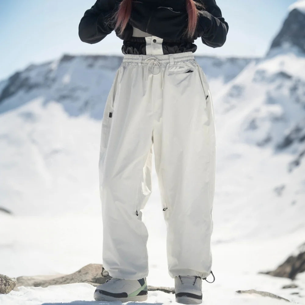 GSOU SNOW Super Baggy Snowboard Pants Winter Thermal Breathable Clothes Multi-pockets Men Loose Trousers Skiing Sports Britches