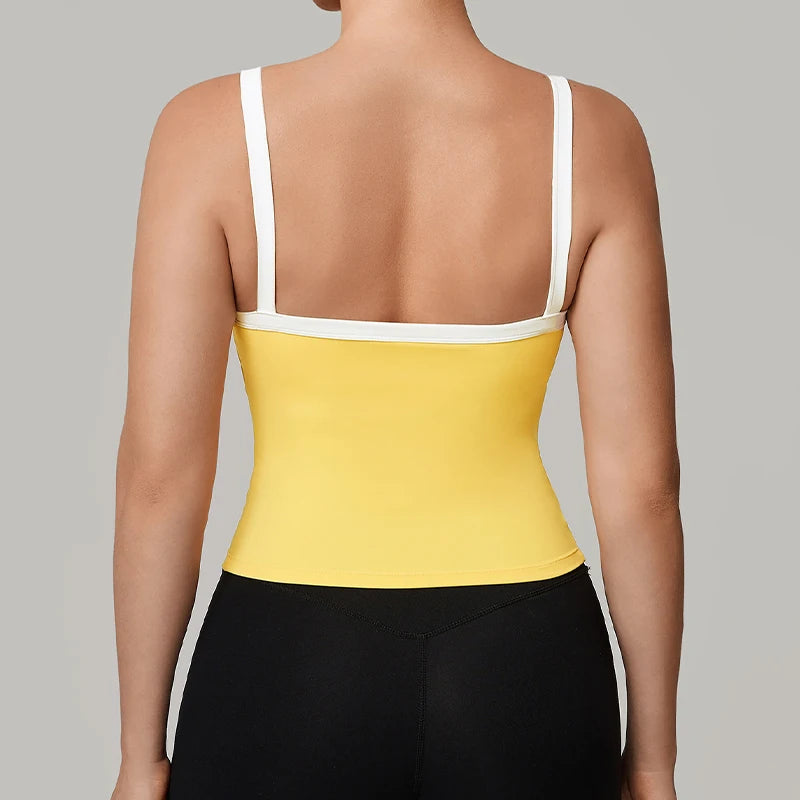 Ctenkevet Women's U-Neck Sleeveless Double Strap Push up Yoga Vest Female Slimming Quick-Dry Sports Tank Top for Gym Fitness
