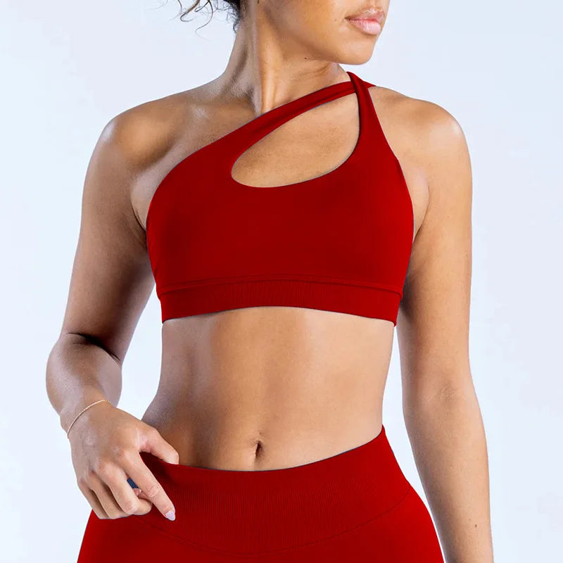 High Elasticity Ultra-fine Matte Sports Bra for Women Sloping Shoulder Backless Yoga Vest Running Fitness and Training Bra