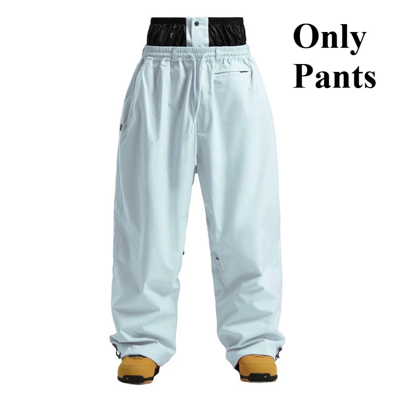 GSOU SNOW Super Baggy Snowboard Pants Winter Thermal Breathable Clothes Multi-pockets Men Loose Trousers Skiing Sports Britches
