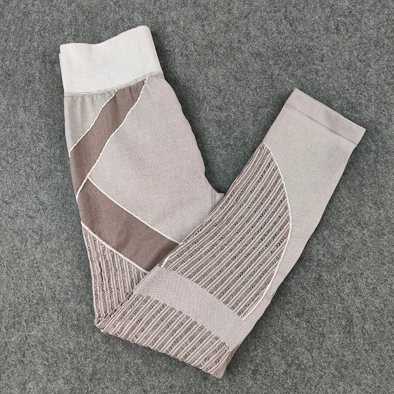 Hollow hip lift Sexy Leggings Women Seamless elastic tight bodybuilding High Waist Stripe Pants Slim Push Up Fitness Leggins