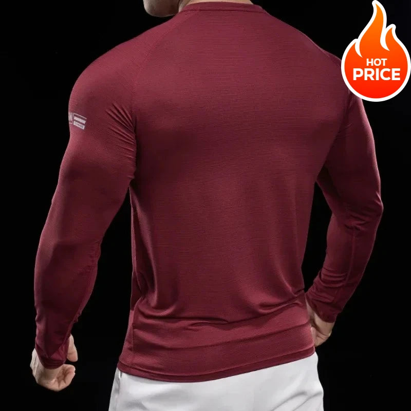 Men Running T-shirt Jogging Tracksuit Athletic Shirt Compression Long Sleeves Sport Tees Gym Fitnes Muscle Fit Y2K Streetwear