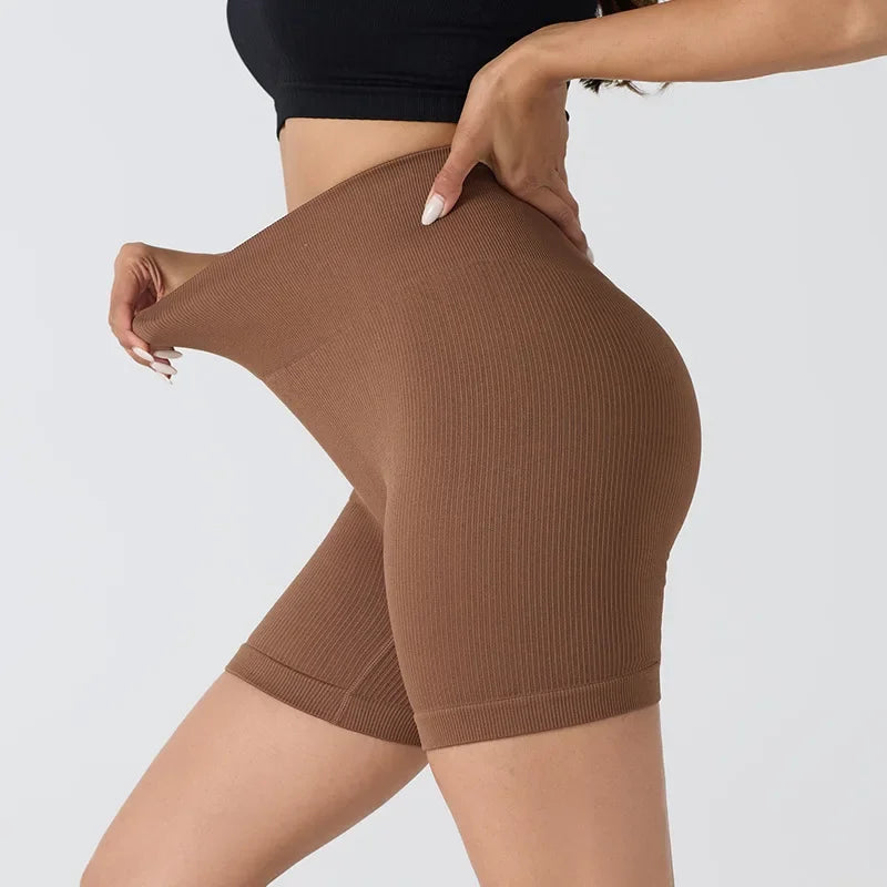 Seamless Women's Yoga Shorts Tight Fitness Short Pants Thread 3/4 Length Leggings Female Sports Skinny Pant Running Cycling Wear