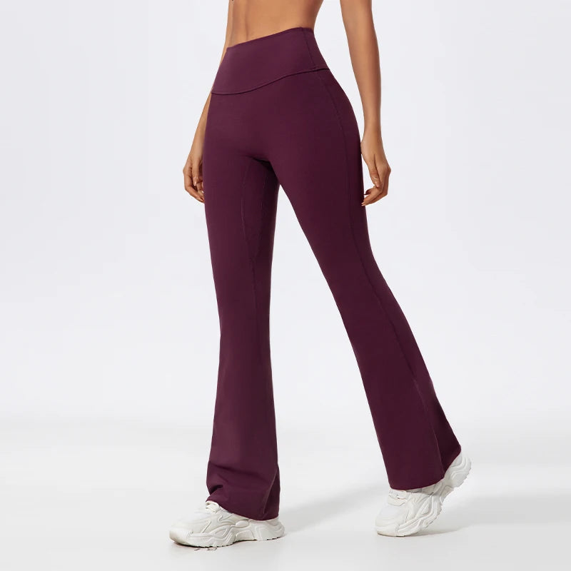 Hearuisavy High Waist Sports Leggings Women Gym Yoga Pants Women Fitness Workout Bell Bottom Trousers V Back Scrunch Flared