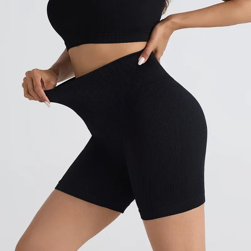 Seamless Women's Yoga Shorts Tight Fitness Short Pants Thread 3/4 Length Leggings Female Sports Skinny Pant Running Cycling Wear