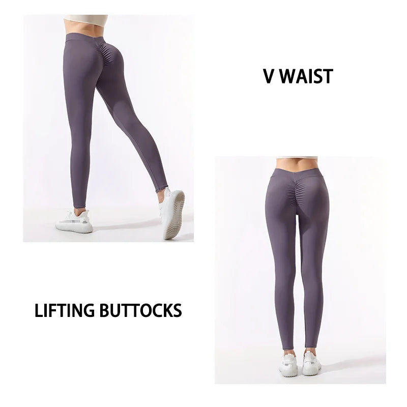 Pleated Seamless High Waist Sports Butt Lifting Tummy Control V-Fold Yoga Short Pants Women's Tight Hip Lifting High Waist Pants