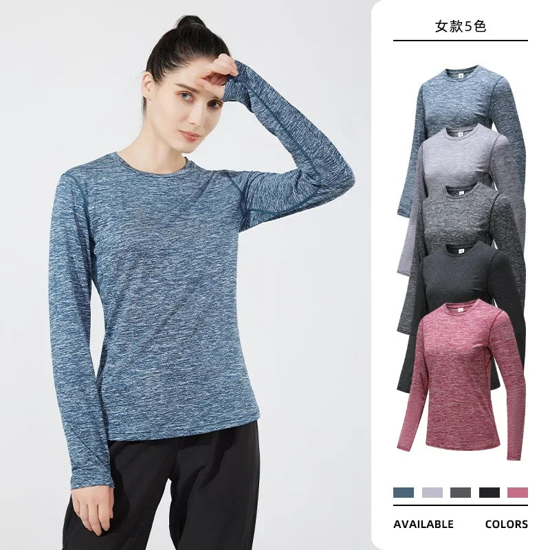 Sports Shirt Woman Gym Quick Drying Long-sleeve T-shirts Yoga Clothes Fitness Wear Training and Exercise Running Top Sportswear