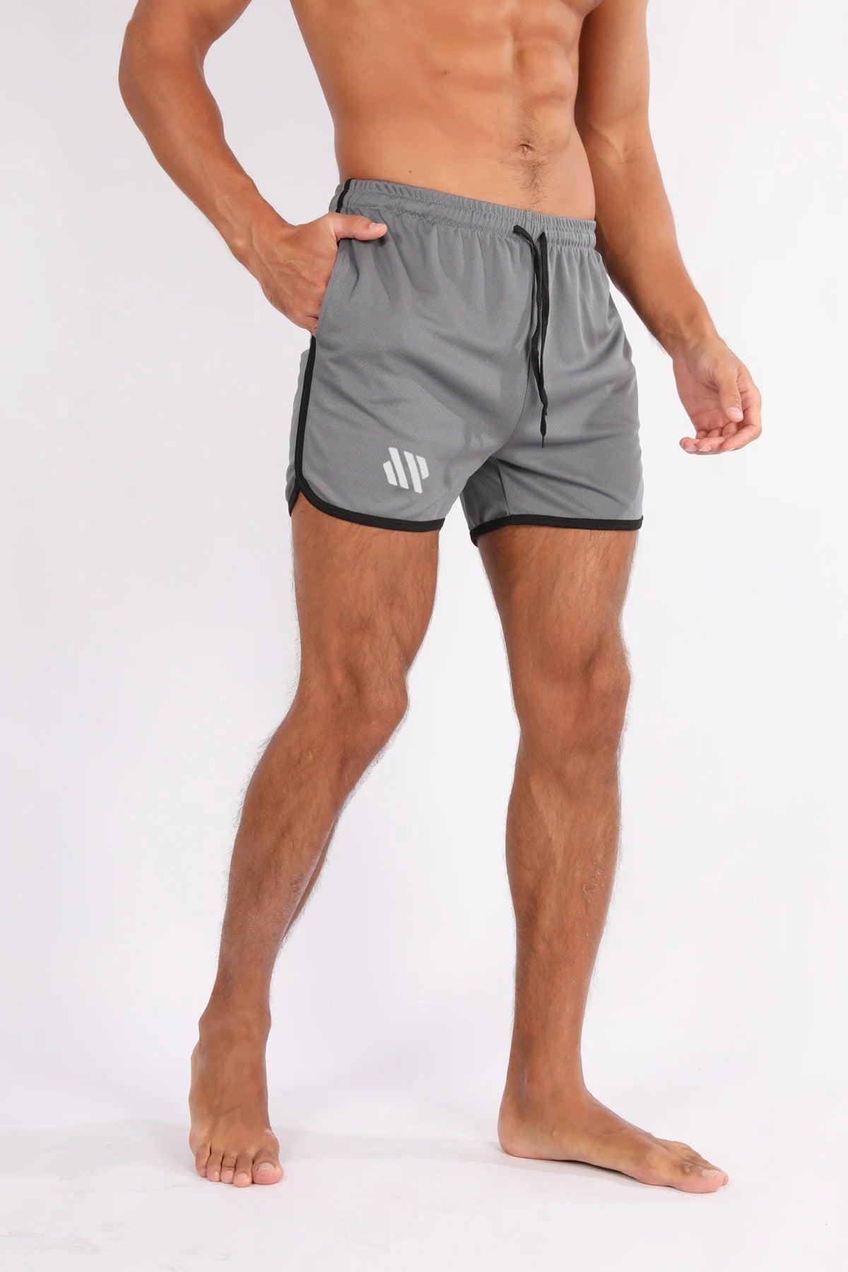 New Running Mesh Fitness Sport Men's Quick Drying Shorts Casual Breathable Training Tight Squat Three-Quarter Pants Summer