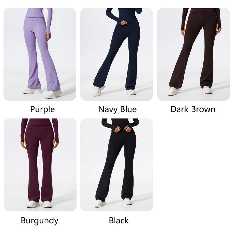 Hearuisavy High Waist Sports Leggings Women Gym Yoga Pants Women Fitness Workout Bell Bottom Trousers V Back Scrunch Flared