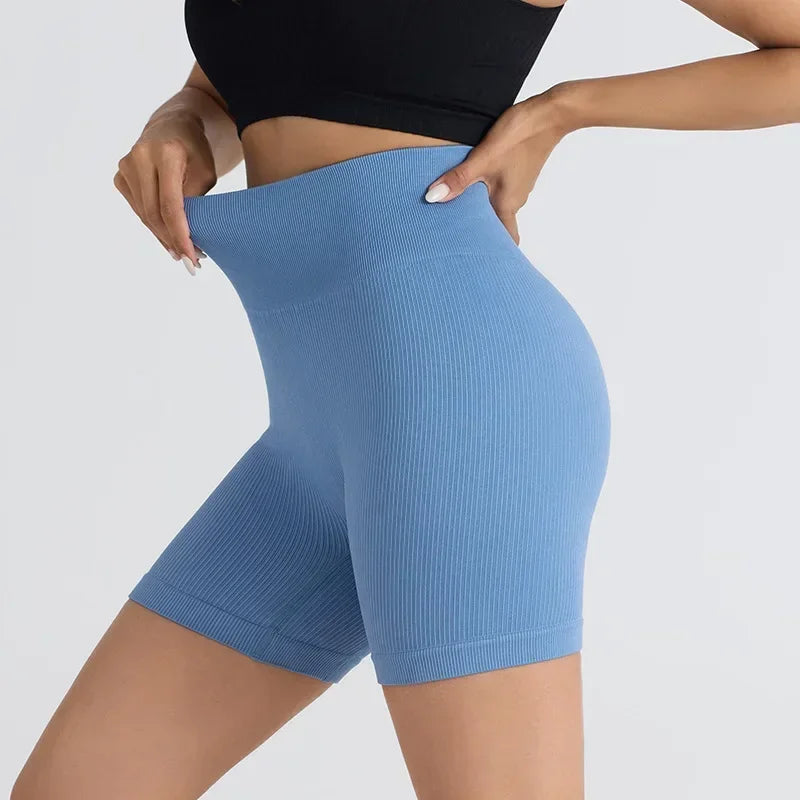 Seamless Women's Yoga Shorts Tight Fitness Short Pants Thread 3/4 Length Leggings Female Sports Skinny Pant Running Cycling Wear