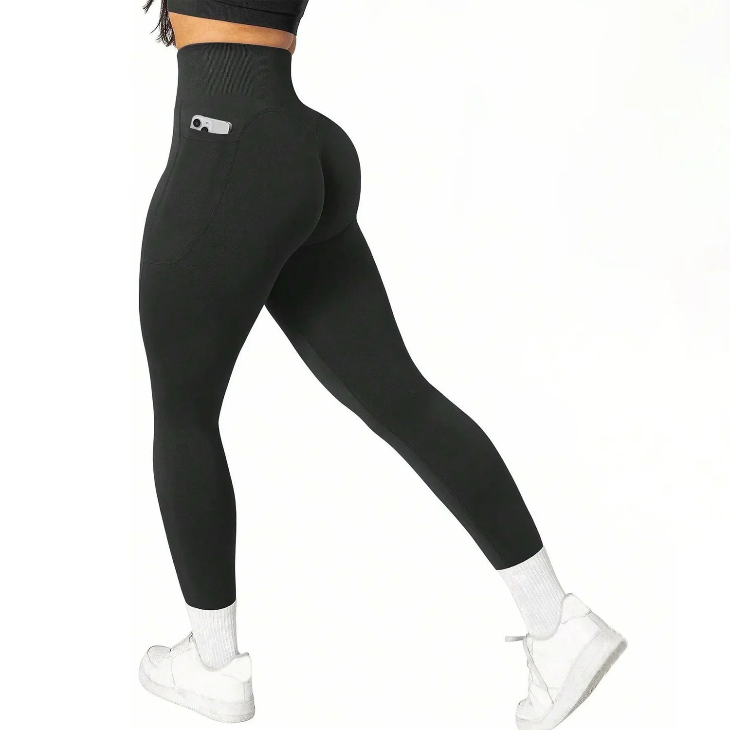 High Waist Yoga Leggings Women Fitness Workout Sport Leggings Sexy Peach Hip Pants  Stretch Double Side Pocket Tight Leggings