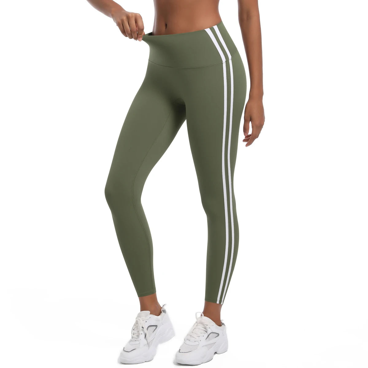 Yoga Leggings Women Striped Slim Sports Pants High Waist Hip Liftting Tights Workout Running Stretchy Gym Leggings