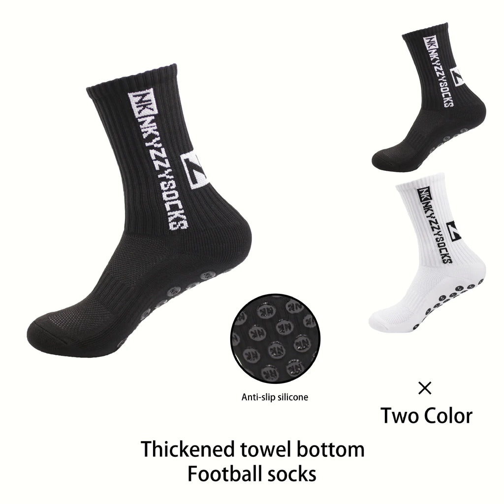 1 pairs of new mid tube glued football socks for sports training and competition, non slip and breathable socks