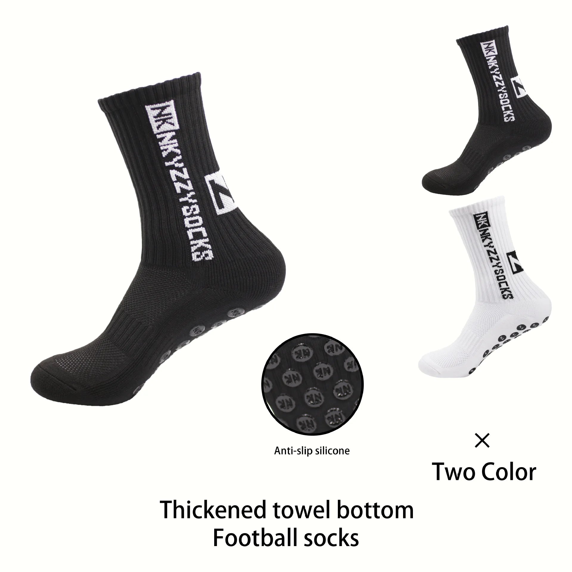 1 pairs of new mid tube glued football socks for sports training and competition, non slip and breathable socks