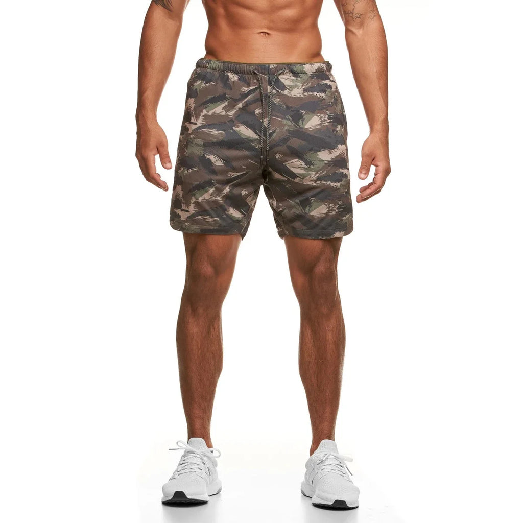 Mesh Summer Camo Shorts Men's Ice Silk Slacks Casual Medium Shorts Beach Pants Running Sports Quarter Pants