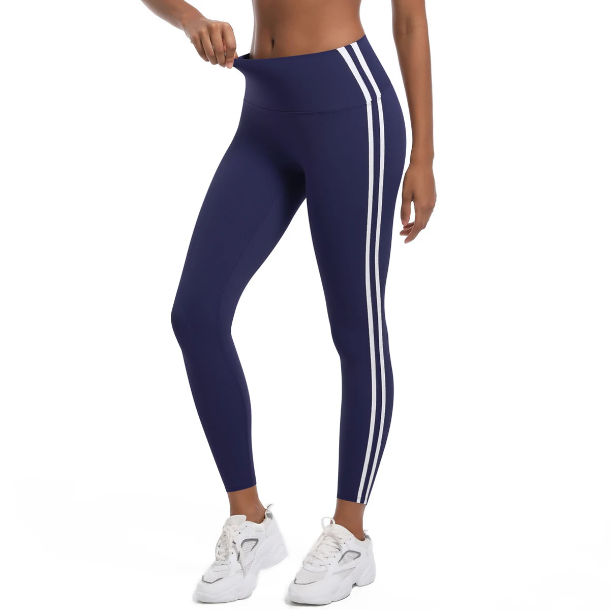 Yoga Leggings Women Striped Slim Sports Pants High Waist Hip Liftting Tights Workout Running Stretchy Gym Leggings