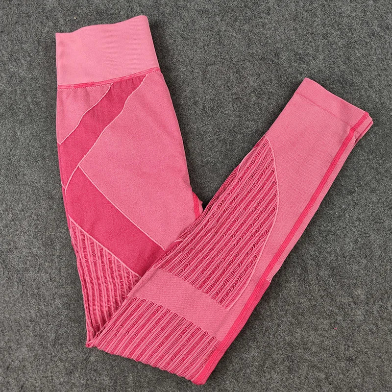 Hollow hip lift Sexy Leggings Women Seamless elastic tight bodybuilding High Waist Stripe Pants Slim Push Up Fitness Leggins