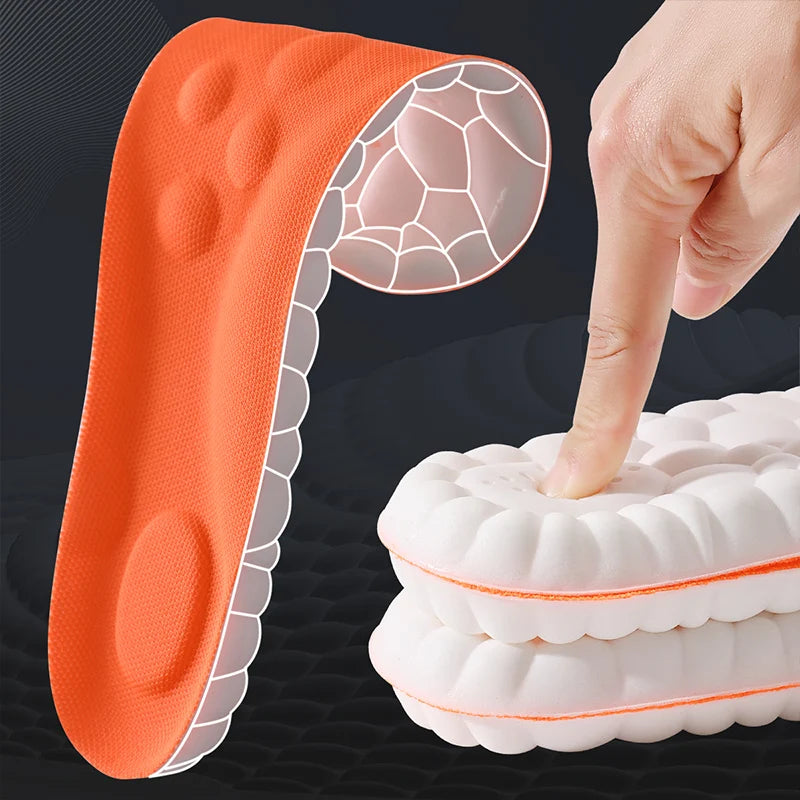 1/2/4pairs Latex Sport Insoles Soft High Elasticity Shoe Pads Orthotic Breathable Shock Absorption Cushion Arch Support Insole