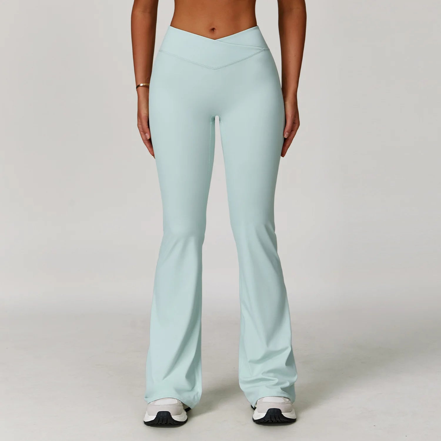 2024 Flared Yoga Pants Women Naked Feel Crossover High Waist Booty Lifting Flared Leggings for Gym Running Daily Wear Trousers