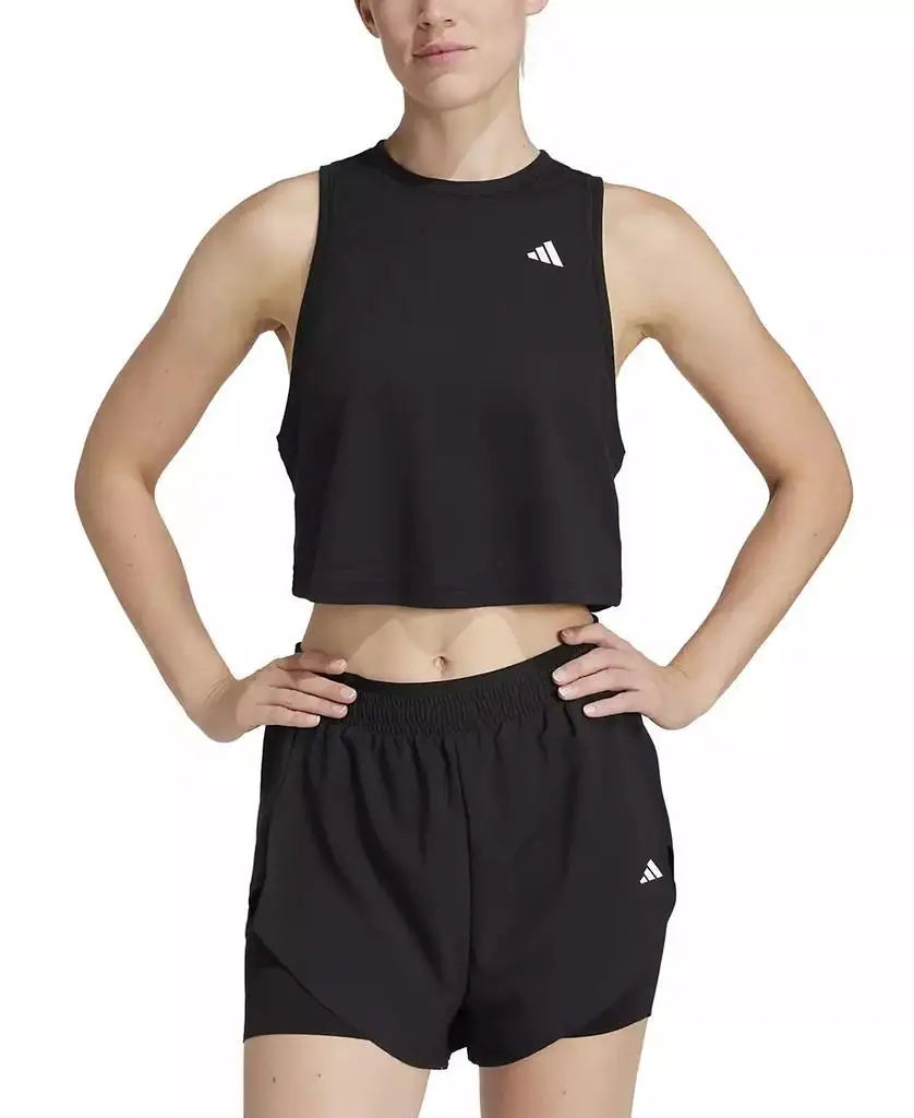 Adidas Women's Sleeveless Tank Top Round Neck for Fitness Gym Running Workout in Black/White