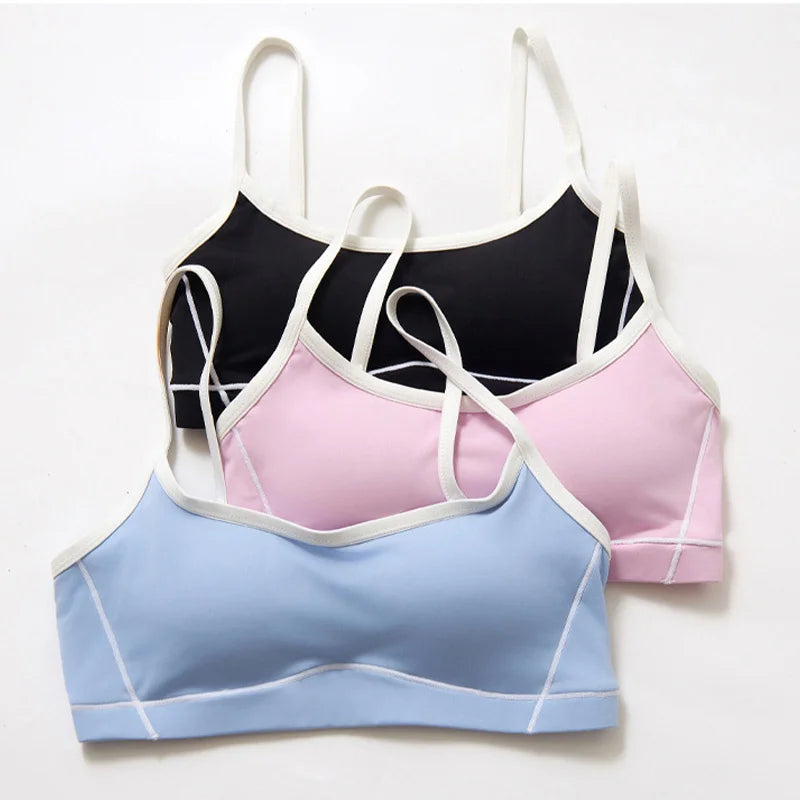 Aiithuug Womens Spaghetti Strap Sports Bras for Women Padded Yoga Bra Workout Wireless Crop Comfy Athletic Tops Sexy Scoop Neck