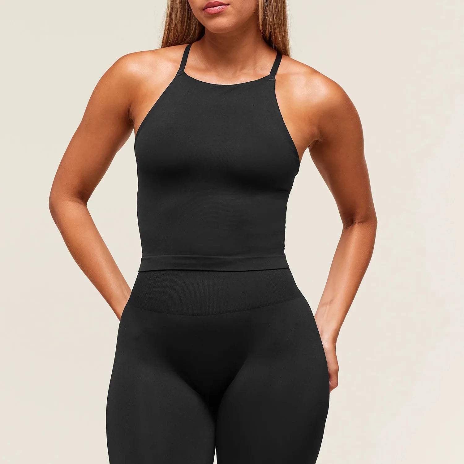 Yoga fitness sports vest women's high neck cross adjustable cross beautiful back sports top sleeveless breathable sportswear