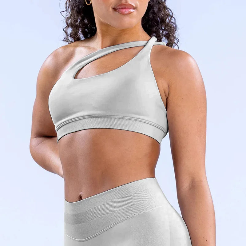 High Elasticity Ultra-fine Matte Sports Bra for Women Sloping Shoulder Backless Yoga Vest Running Fitness and Training Bra