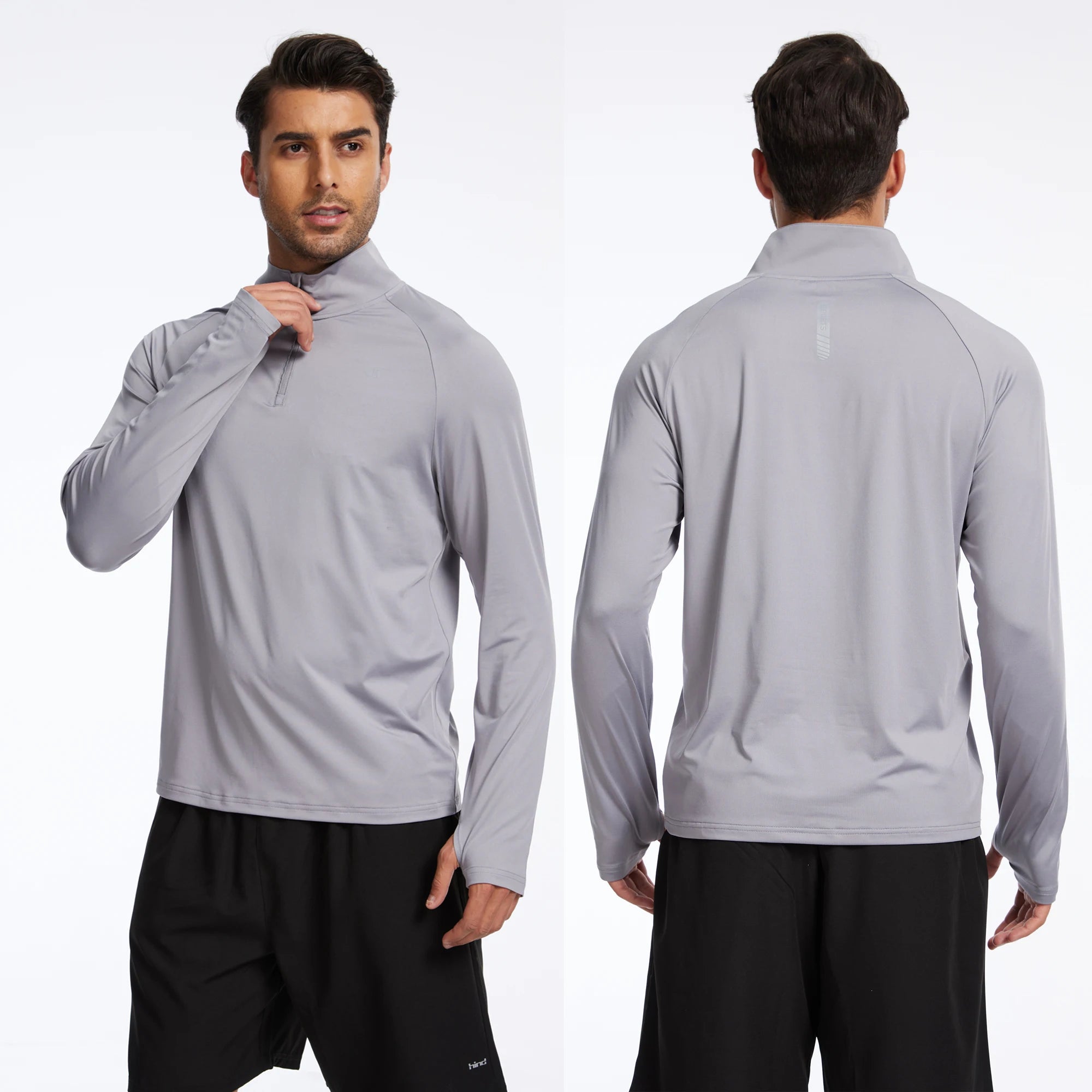 Men Long Sleeve Shirt UPF 50+ Rash Guard Swim Shirt Athletic Fishing Hiking Workout Cooling Tee Quick Dry Shirts with Zip