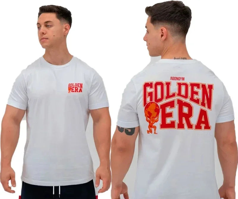 Gym Fitness Agongym Bodybuilding Oversized Loose T-shirt Cotton Men's Muscle Short Sleeve Gym Men's Running Exercise T-shirt Top