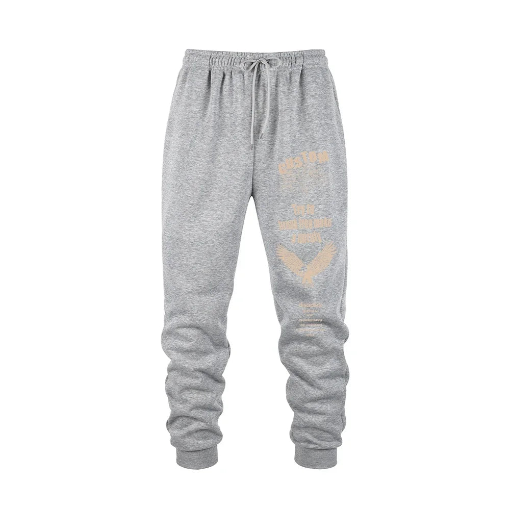 Men's sports pants Spring and autumn new jogger gym sports fitness printed casual pants waist strap training pants high quality