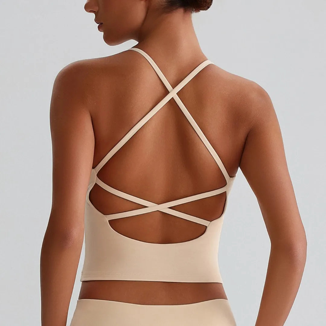 Sexy Tight Sport Butter Top Women Fitness Bra Cross Back Gym Shoulder Strap Underwear Yoga Vest  Chest Pad Polyester + spandex
