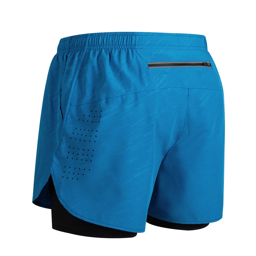 Men's Running Shorts 2 In 1 Fitness Black Double Layer Shorts Workout Training Gym Running Sport Short Pants Summer Shorts Men