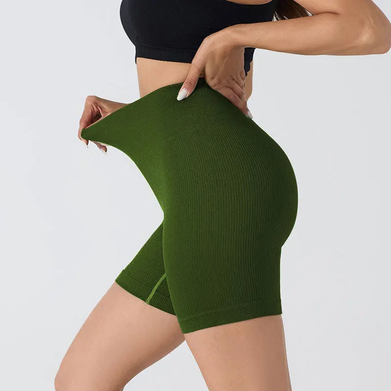 Seamless Women's Yoga Shorts Tight Fitness Short Pants Thread 3/4 Length Leggings Female Sports Skinny Pant Running Cycling Wear