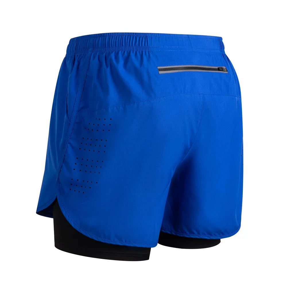 Men's Running Shorts 2 In 1 Fitness Black Double Layer Shorts Workout Training Gym Running Sport Short Pants Summer Shorts Men