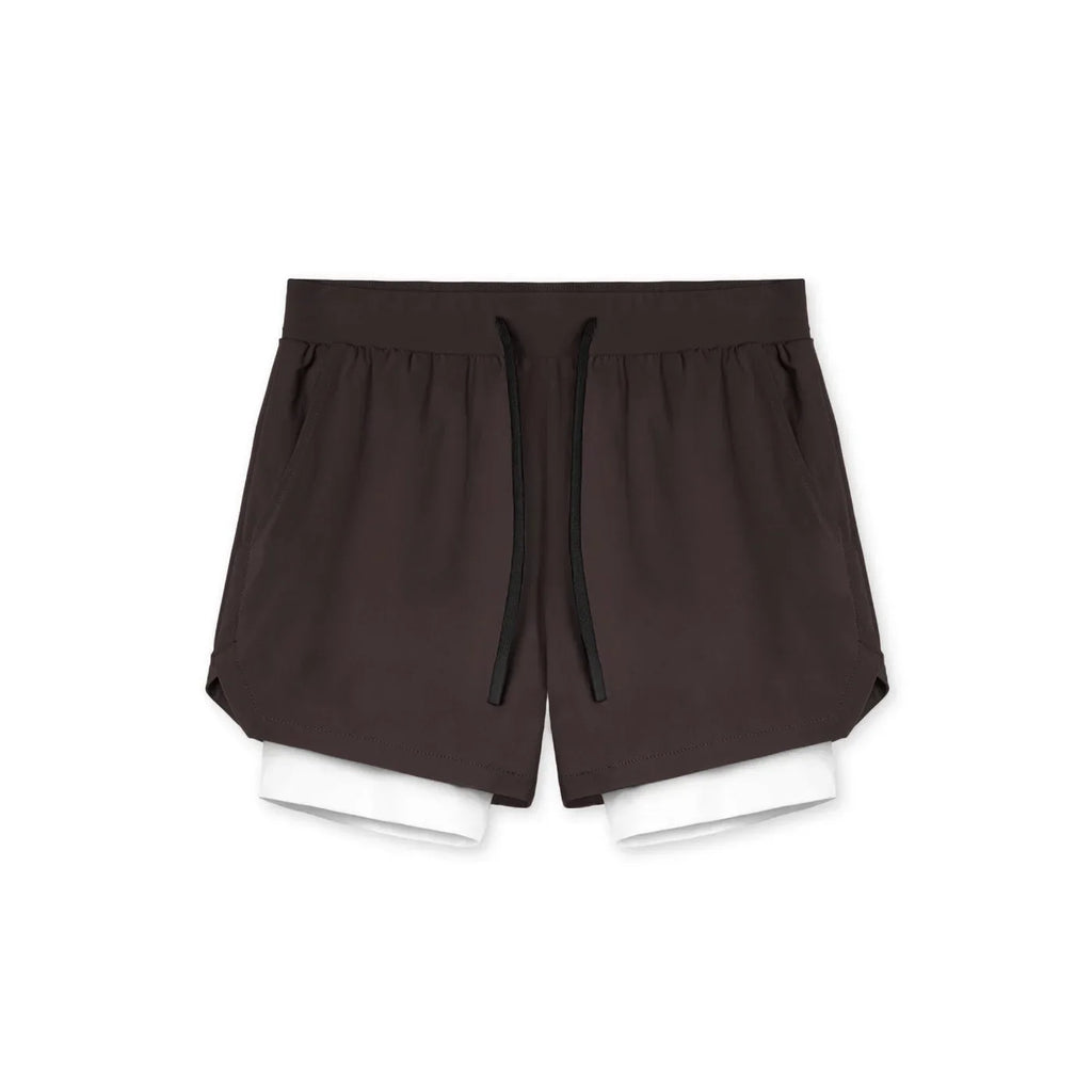 Men's Summer Gym Fitness Sport Double-deck 2 in 1 Shorts Quick Dry Running Workout Jogger Short Pants Bodybuilding Sweatpants