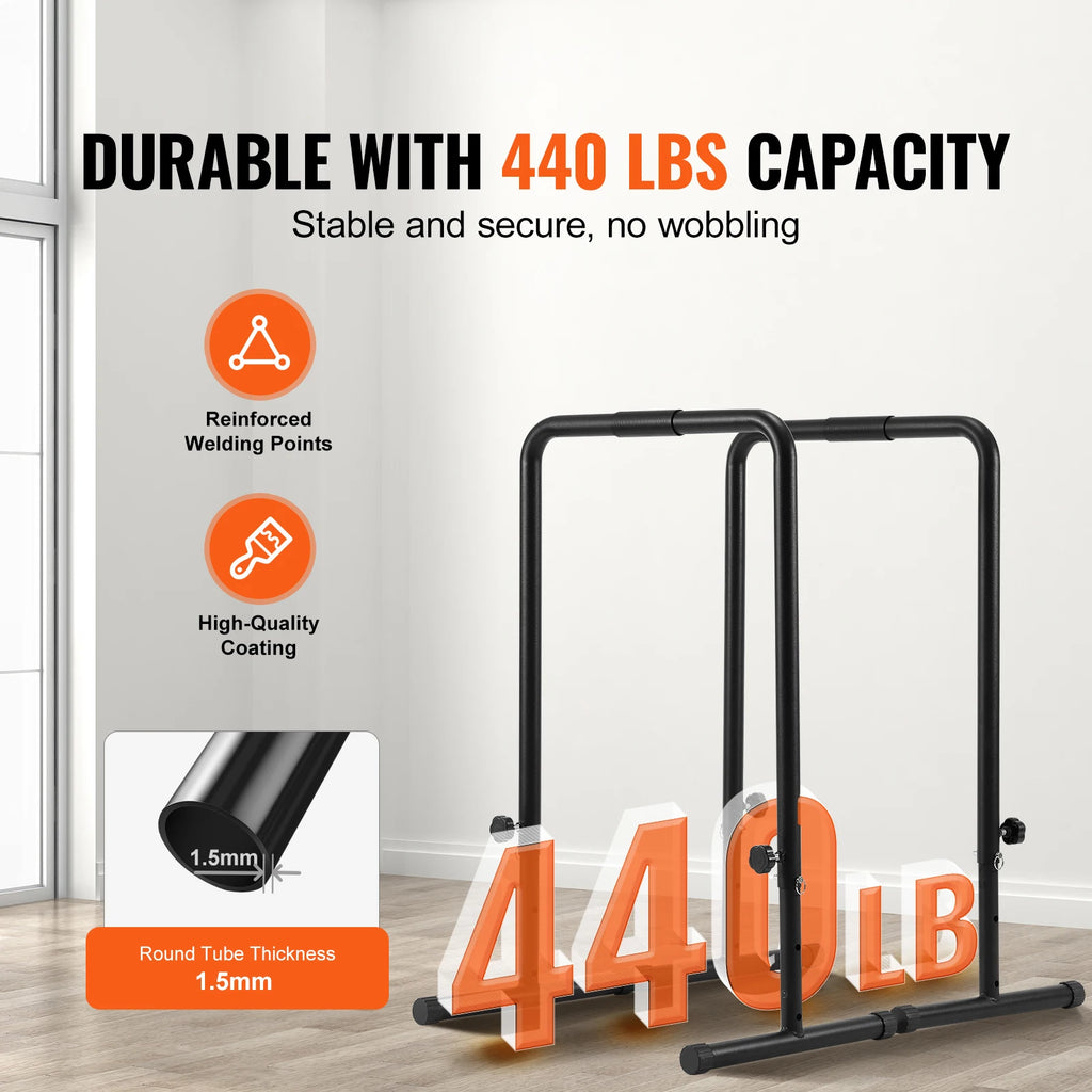 SucceBuy Dip Bar 440/500lbs Heavy Duty Dip Stand Station with Adjustable Height Fitness Workout Dip Bar Station Stabilizer