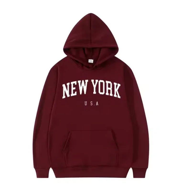 Men's solid color hooded sweatshirt pullover Street hip hop autumn/winter fashion 2024 new sweatshirt loose casual pullover