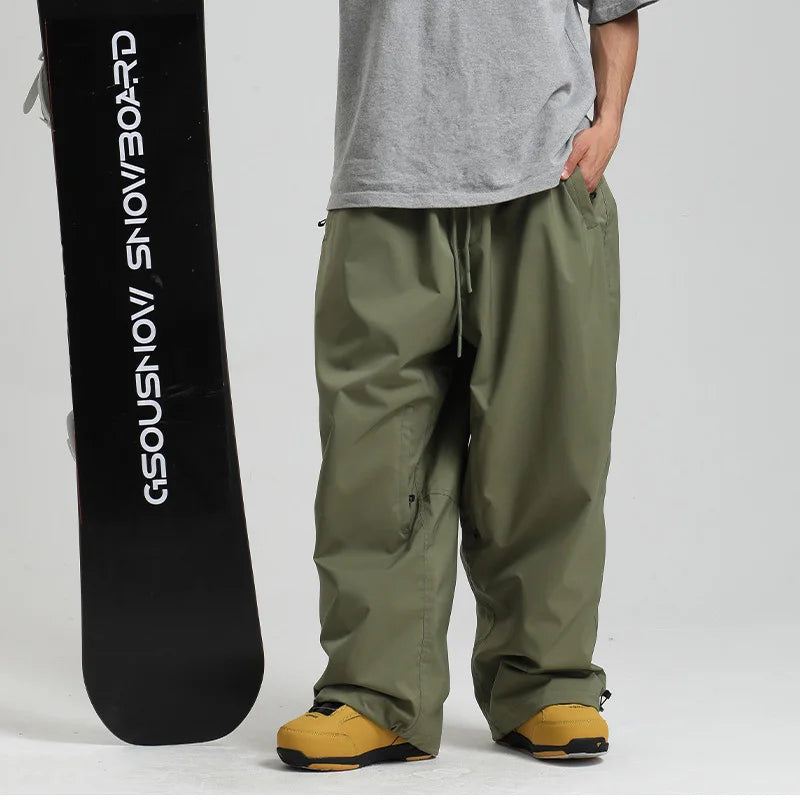 New Winter Solid Color Men's Outdoor Leisure Sports Warm Breathable Snow Pants Women's Loose Windproof Waterproof Ski Pants