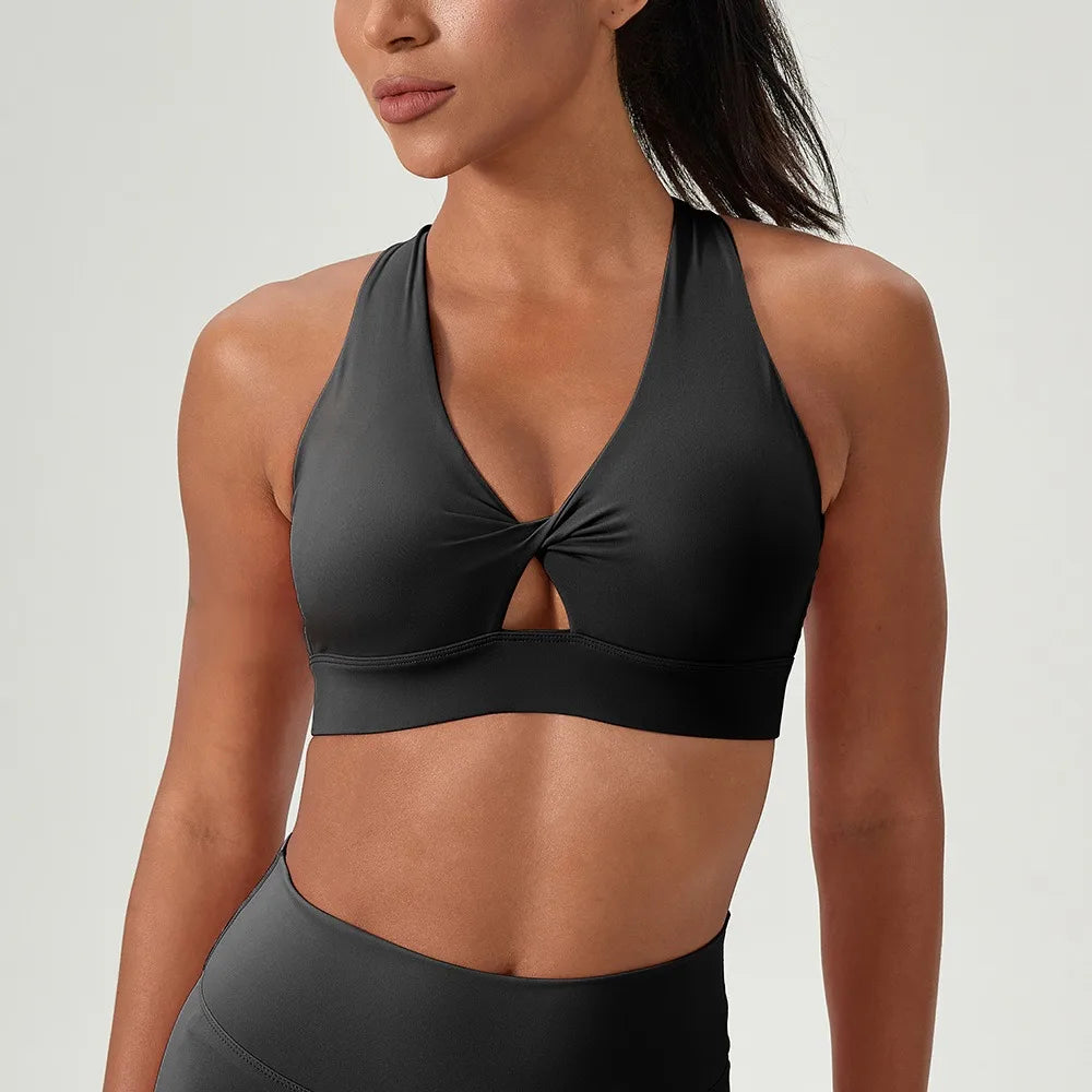 Sexy V-neck Sport Bra Women Underwear Sportswear Backless Top Fitness Yoga Running Sports Bras Adjustable Strap Sports Bras