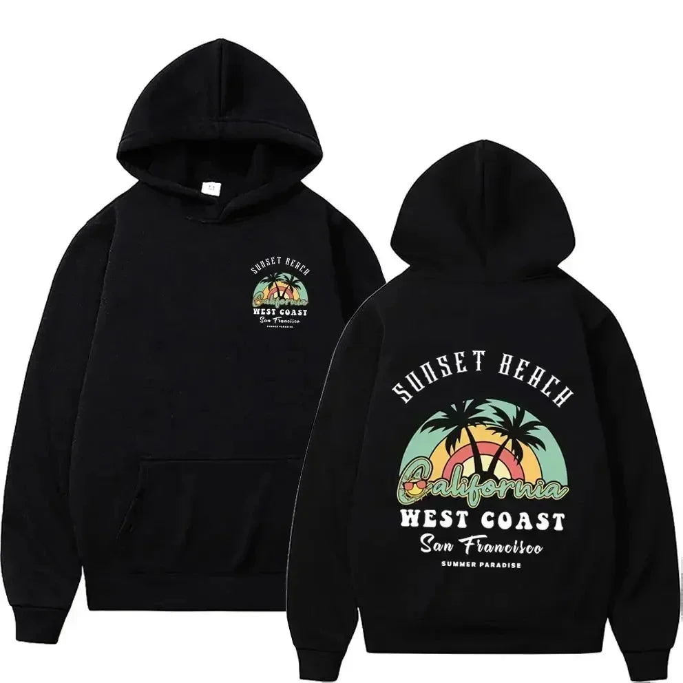 Men's Black Fashion Cool Sweatshirt Unisex Fashion Fleece Oversized Hoodie Streetwear West Coast Iron Cross Choppers Logo Hooded