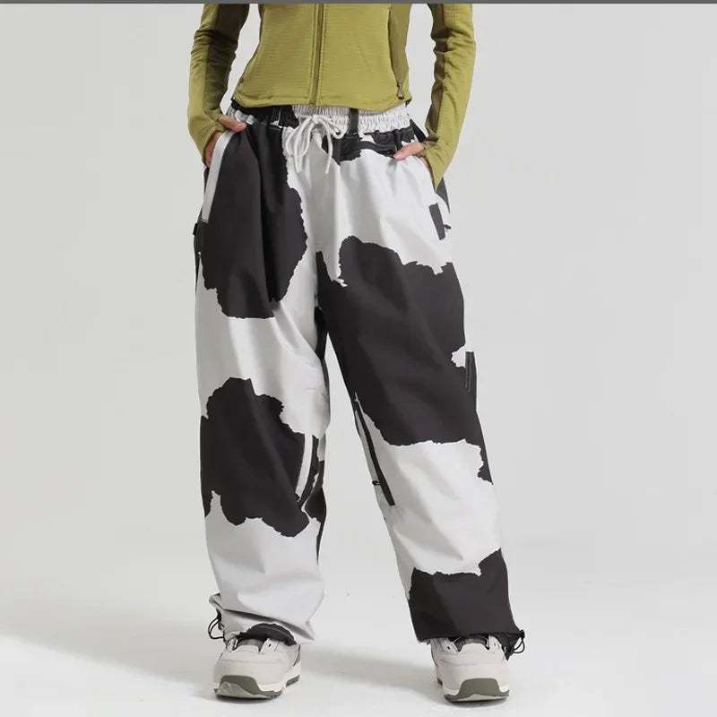 New Winter Solid Color Men's Outdoor Leisure Sports Warm Breathable Snow Pants Women's Loose Windproof Waterproof Ski Pants