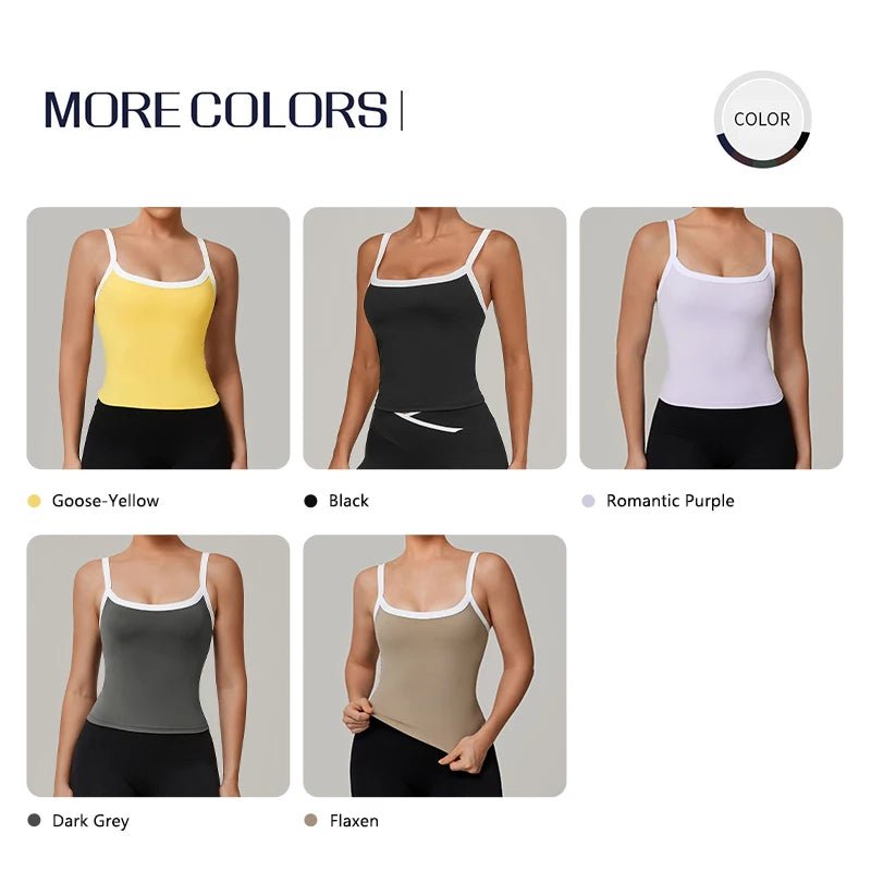 Ctenkevet Women's U-Neck Sleeveless Double Strap Push up Yoga Vest Female Slimming Quick-Dry Sports Tank Top for Gym Fitness