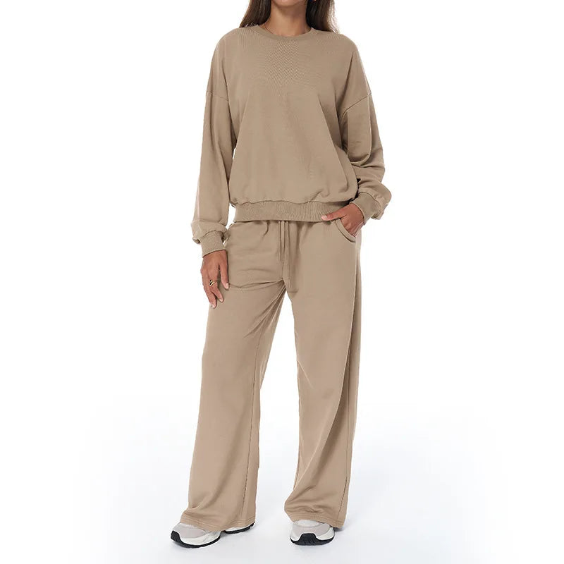 Yoga Set 2PCS Winter Casual Sports set for Women High Waist wide Legs Long Sleeves Running Fitness Leisure set Women Fitness Set