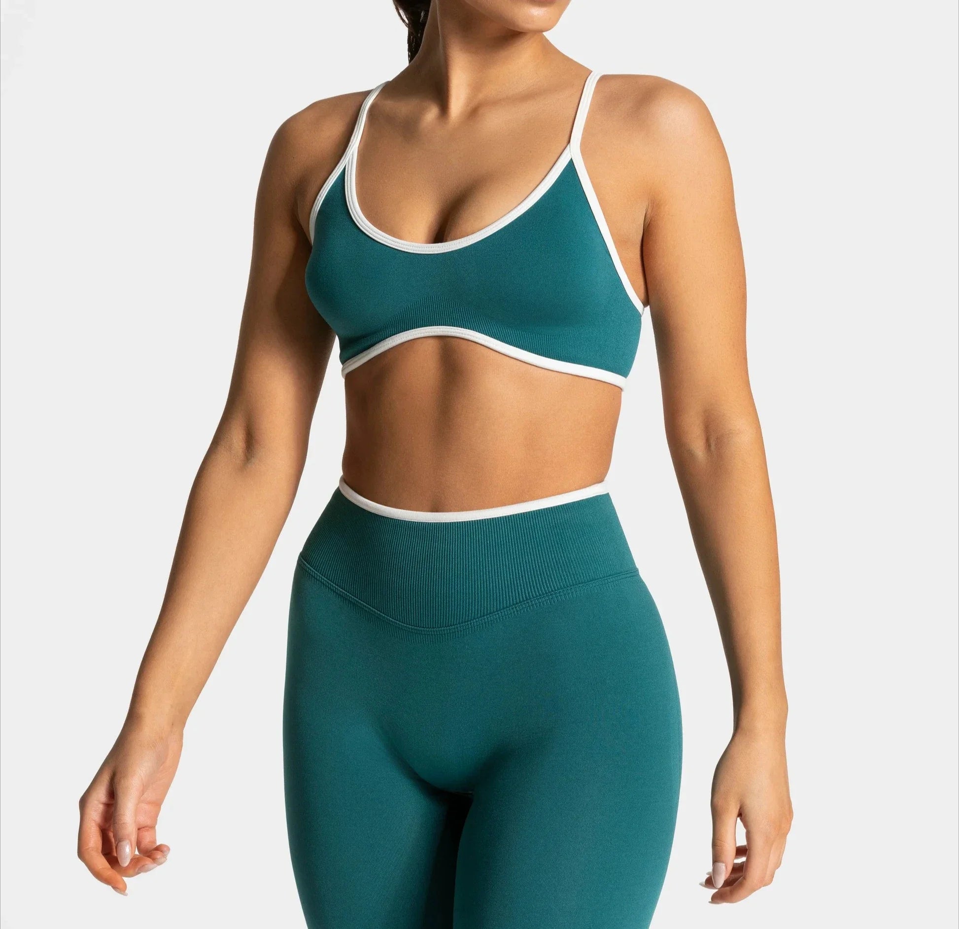 Summer Women's Solid Color Gym Sports Bra Sexy Backless Knitted Bra with Chest Cushion Suspender Bra Yoga Fitness Top