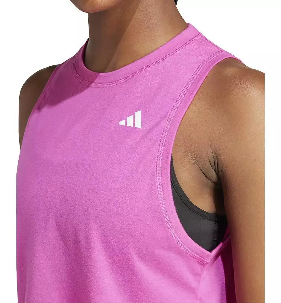 Adidas Women's Sleeveless Tank Top Round Neck for Fitness Gym Running Workout in Black/White