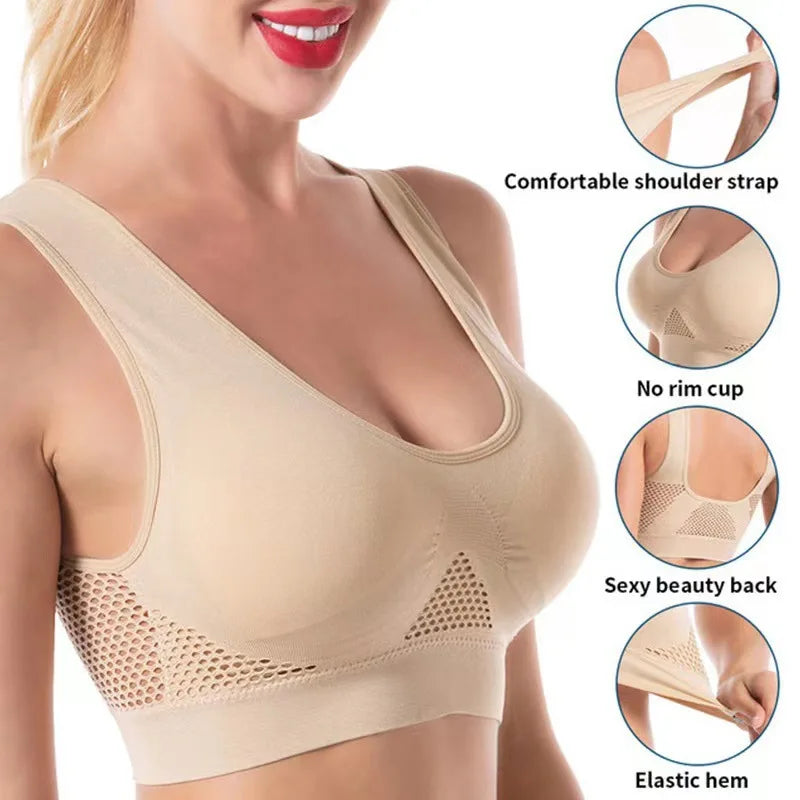 S-6XL Hollow Out Women Sport Bra Fitness Yoga Running Vest Underwear Padded Crop Tops Underwear wireless gym top bras Breathable