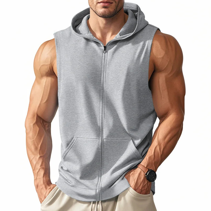 Men's Summer Zip-Up Hooded Tank Top